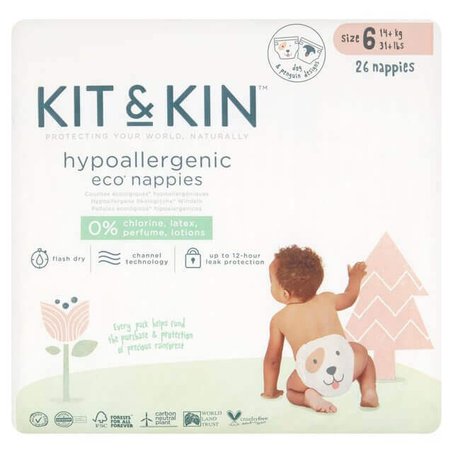 Kit and Kin Size 6 Eco Disposable Nappies - 26 pack disposable nappies size 6 Earthlets