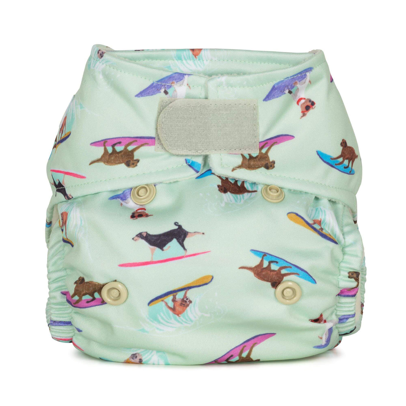 Baba + Boo Newborn Reusable Nappy - Prints Colour: Surfing Dogs reusable nappies all in one nappies Earthlets