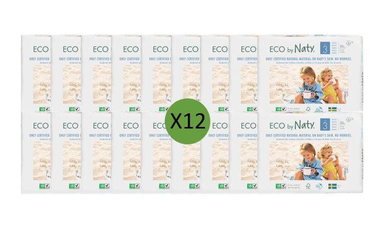 Naty Size 3 Nappies - 30 pack Multi Pack: 12 disposable nappies size 3 Earthlets