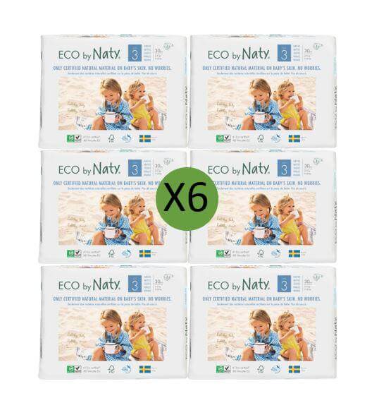 Naty Size 3 Nappies - 30 pack Multi Pack: 6 disposable nappies size 3 Earthlets