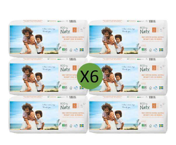 Naty Size 5 Eco Nappies - 40 pack Multi Pack: 6 disposable nappies size 5 Earthlets